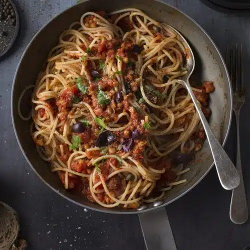 Pasta i tomat- og olivensaus – 23. pasta i tomat og olivensaus hanne lene dahlgren