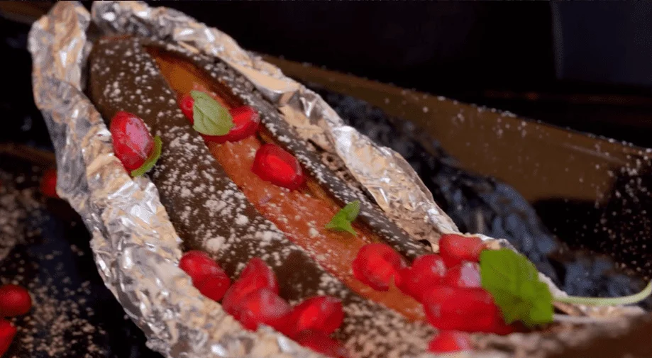 Grillet bananbåt med sjokolade – verdens enkleste dessert – fra Hanne-Lenes vegetar på Matkanalen – screen shot 2019 06
