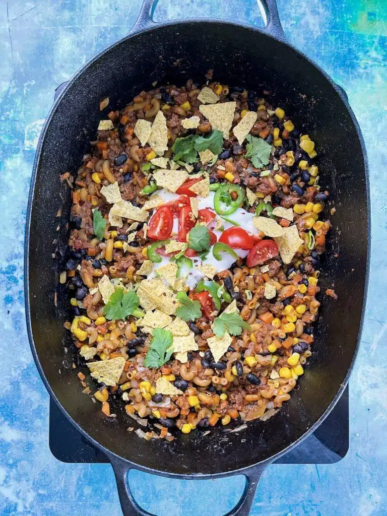 Veggie Taco Pasta – kjelen ovenfra redigert liten