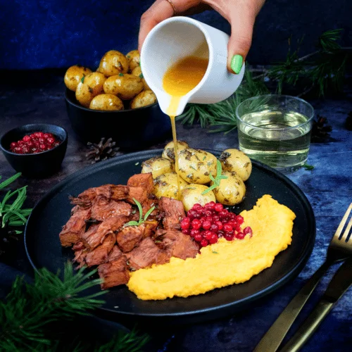 Pinnejack, pinnekjøtt av jackfruit fra Et skikkelig digg julehefte, vegetarisk, vegansk og plantebasert julemat