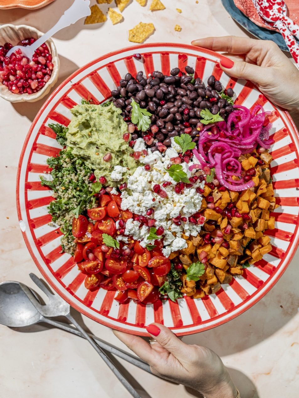 Tacosalat vegetar nærbilde med mettende guacamole — foto: Sara Johannessen Meek